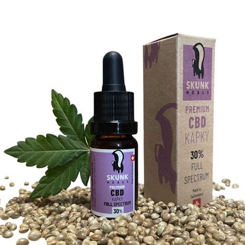 CBD kapky 30% - 100% olej z loupaných konopných semínek