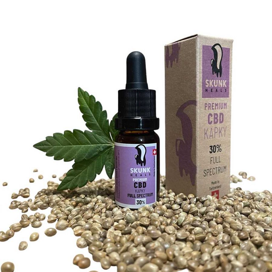 CBD kapky 30% - 100% olej z loupaných konopných semínek