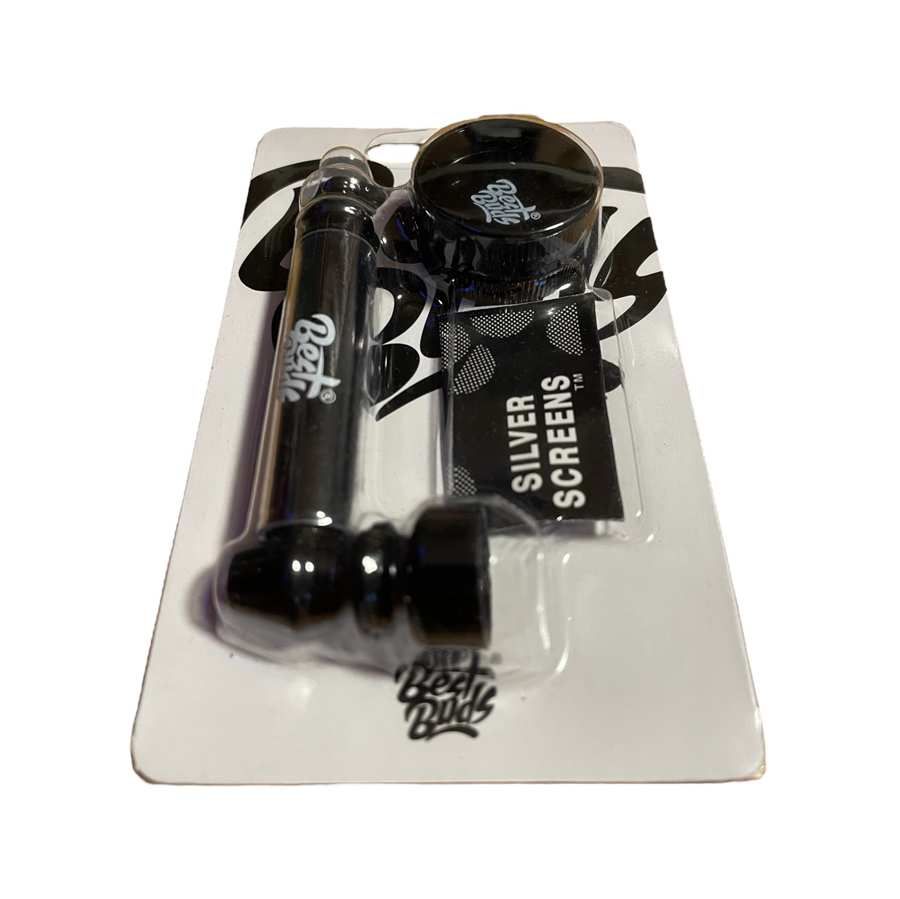 Kovová fajfka Best Buds Pipsy s mini drtičkou – černá