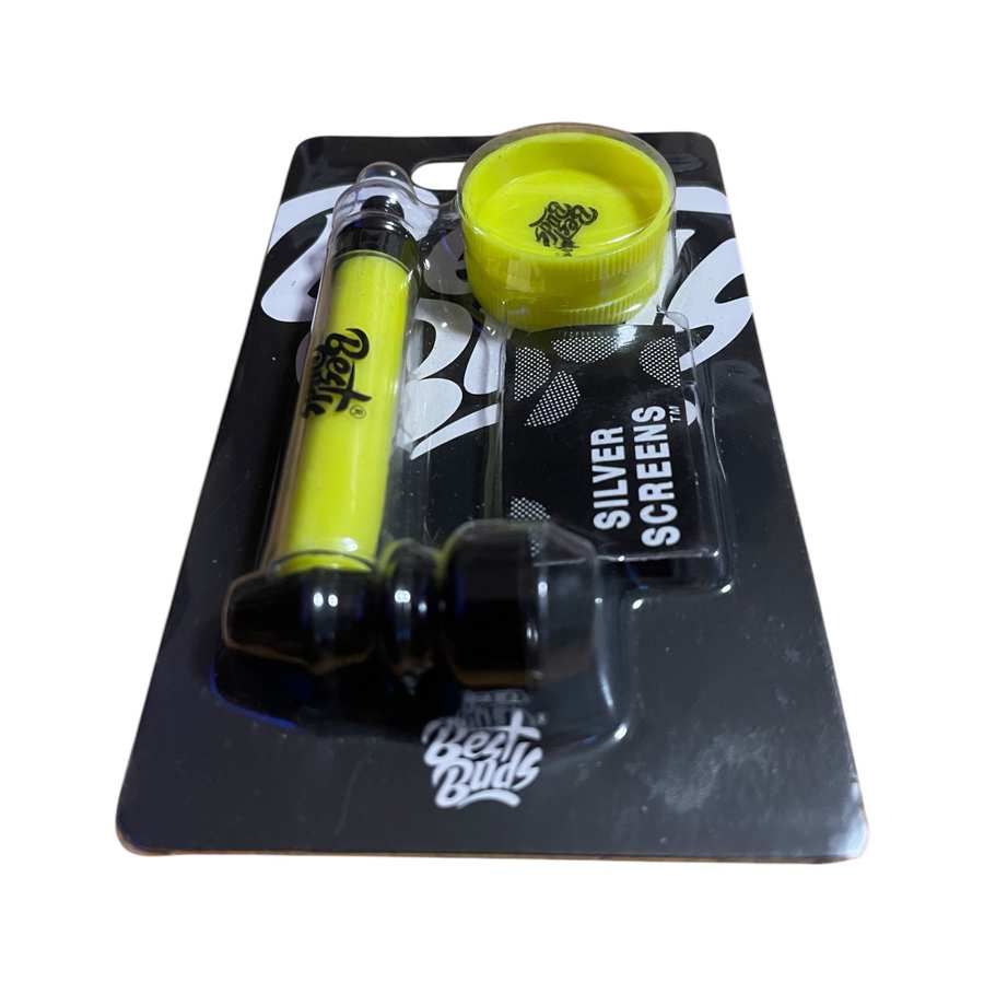 Kovová fajfka Best Buds Pipsy s mini drtičkou – žlutá