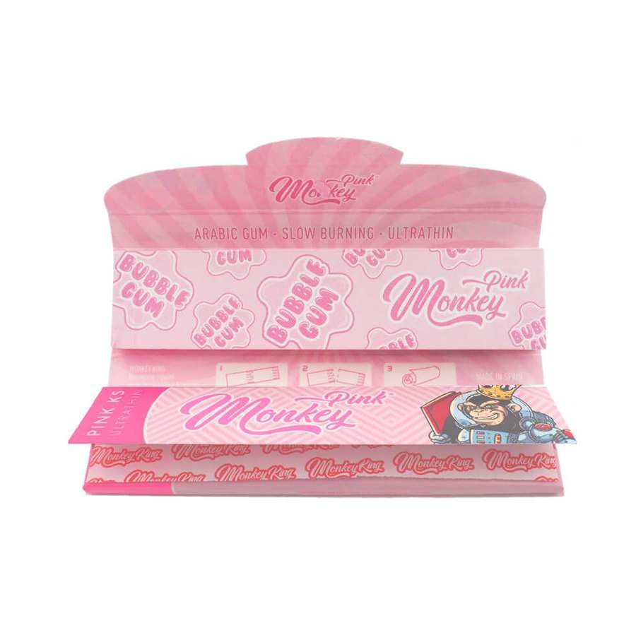Monkey King Pink Rolling Papers + filtry – s vůní žvýkačky!