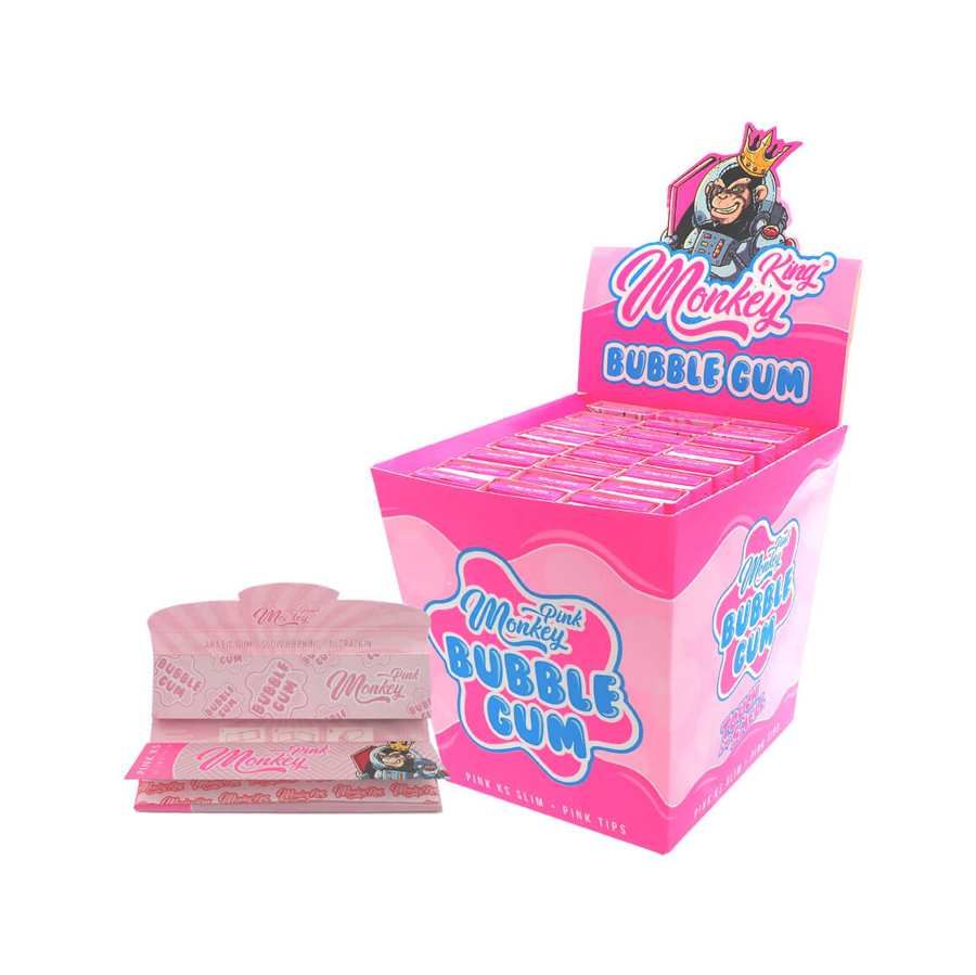 Monkey King Pink Rolling Papers + filtry – s vůní žvýkačky!